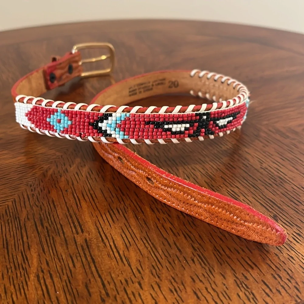 New Beaded Thunderbird Southwest Cowboy Cowgirl Western Leather Belt size 20